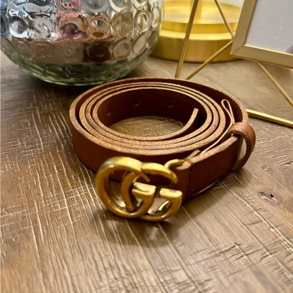 Gucci Brown GG Marmont Thin Belt - Picture 5 of 5